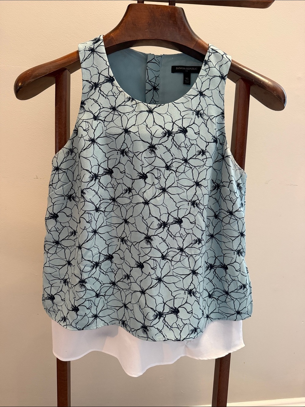 Banana Republic Light Blue Navy Floral Layered Camisole